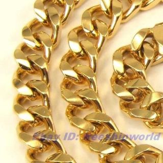 17.511mm93g MEN THICK WIDE 18K GOLD GP RING NECKLACE SOLID FILL GEP 
