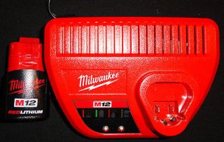   MILWAUKEE M12 12 VOLT RED LITHIUM BATTERY PACK 48 11 2401 & CHARGER