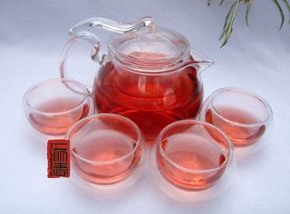 Newly listed 450ml Teapot+4 Glass Cups,Heat resi​stance Teaset,B134