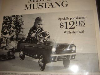 1964 FORD DEALER MIDGET MUSTANG PEDAL CAR Print Ad ! 10 1/4 x 13 3/4 