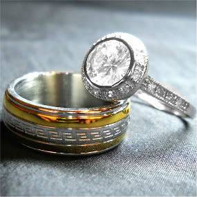   hers STERLING SILVER and STAINLESS STEEL Wedding Rings Greek Design
