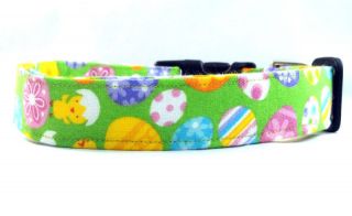 Easter Eggs and Baby Chicks on Bright Green Dog Collar