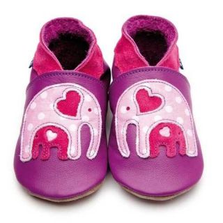   Girls INCH BLUE Ellie Elephant Leather SHOES padders slippers Grape BN