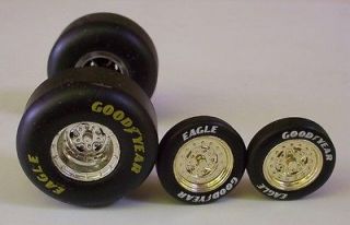 Goodyear Eagle Drag Slicks 2 Front Tires 4 Race Wheels 1:24 Car 