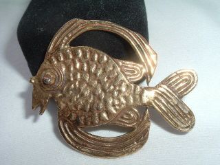 VINTAGE GOLD PLATED ALVA STUDIOS MODERNIST FISH PIN