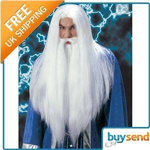 Deluxe Gandalf Dumbledore White Grey Wizard Wig Beard
