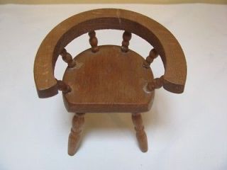 Spindle Captain Chair Wooden Vintage Dolhouse Doll House Dark Wood 