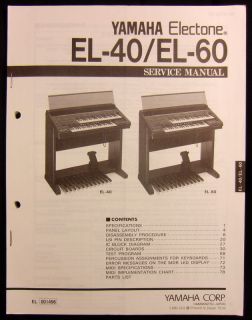 YAMAHA Electone Organ EL40 / EL 60 SERVICE MANUAL
