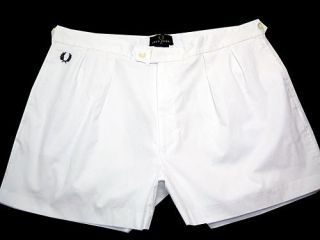 Pristine Mens Vintage Fred Perry White Embroidered Tennis Shorts Sz 40