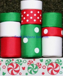 GROSGRAIN RIBBON MIX LOT CHRISTMAS CANDY MICKEY INSP 10YDS M132 *FREE 