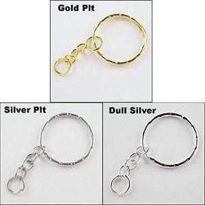 10Pcs Split Key Rings 25mm With Chain Gold,Silver,Du​ll Silver S064