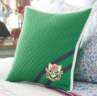   University Caitlin Green w/ Rose Quilted Throw Pillow 18 x 18 NWT