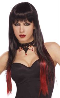 Red Black Slash Vampire Wig Adult Costume Accessory NEW
