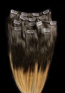   20 22 24 26 100% REMY Human OMBRE Hair Extensions Clip in #T2/27