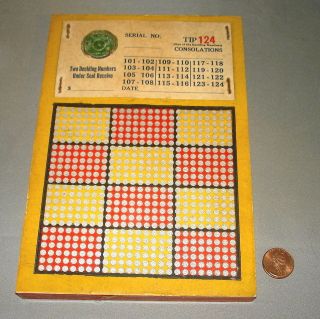 Old TIP 124 Punchboard Lottery Trade Stimulator NOS