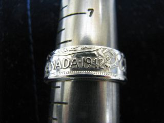 Lot B11 1942 Canadian Half Dollar 80% Silver Coin Ring Size 8.0 50 