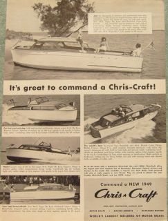1949 CHRIS CRAFT CABIN CRUISERS AD   5 Models Pictured