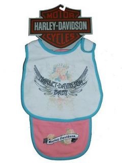 HARLEY DAVIDSON® GIRLS NEWBORN BIB & BURP CLOTH GIFT SET 3000002 NEW