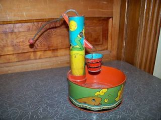   Ohio Art Tin Litho Simple Simon Water Pump Well Toy Great Graphics