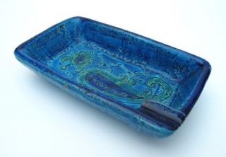 RETRO BITOSSI ITALIAN POTTERY RIMINI BLU ASHTRAY DISH MID CENTURY 