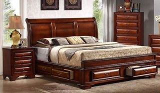   Queen Sleigh Bed —Classic Headboard W/ 6 Built In Storage Drawers