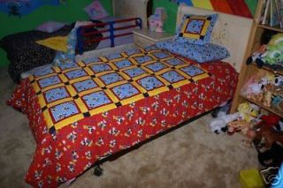 Handmade Patchwork Quilt Red Mickey Mouse 68 X 86 Twin  Double Bedding 