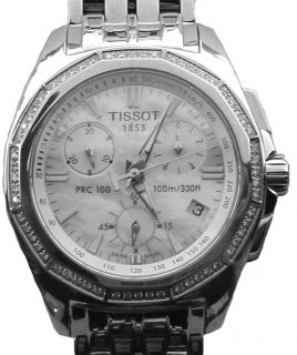 Lady Tissot PRC 100 Stainless Steel Chronograph With 60 Diamonds On 