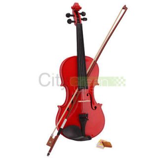 Full Size Red Acoustic Violin Fiddle with Case Bow Rosin