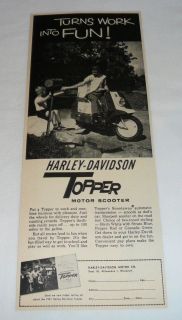 1960 Harley Davidson TOPPER motor scooter ad ~ WORK FUN