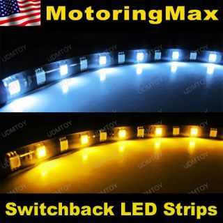 12 Audi Style White/Amber Switchback LED Strip Lights (Fits Lincoln 