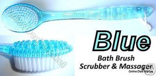 BLUE Bath Brush Back Scrub SCRUBBER & MASSAGER Shower 14.5 LONG 