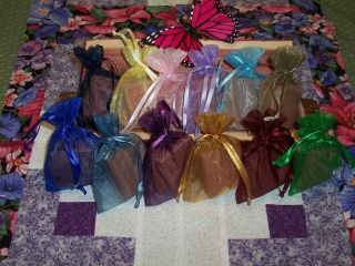   ORGANZA FAVOR, SACHET BAGS WITH SILK RIBBONS 3 X 4 14 COLORS