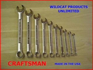 CRAFTSMAN 10 PIECE SAE(INCH) COMBO WRENCH SET   12 PT BOX END   Made 