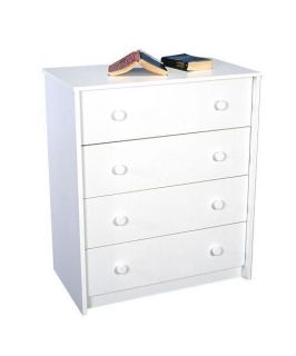 White 4 Drawer Home Chest of Four Chester Drawers Bedroom Dresser W 