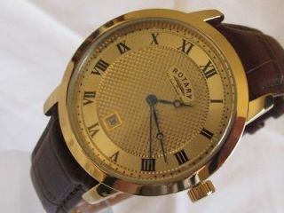 ROTARY MENS WATCH GOLD COLOUR DIAL BROWN LEATHER STRAP GS 72827/08 