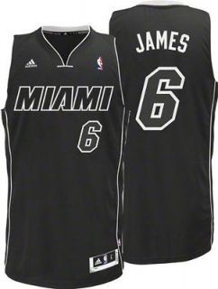 NWT Adidas Lebron King James #6 Miami Heat NBA Black White Away 