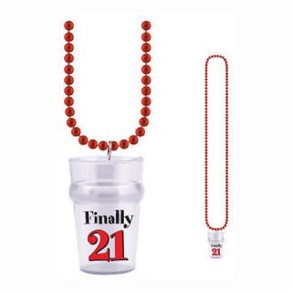 21st Birthday Party (Age 21) FINALLY 21 BEAD NECKLACE WITH SHOT 