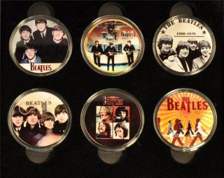 Beatles Commemorative Color printed Coin Set Collection   Display Case 