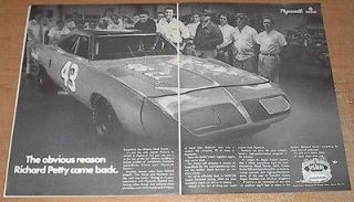 1970 Plymouth Road Runner SuperBird Richard Petty Original Ad