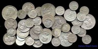 Ounces US 90% Silver Coins   Lot Halves, Quarters, & Dimes Bullion 