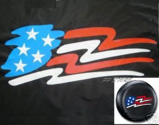 SPARE TIRE COVER 26.5 28.5 w/ American Flag image on black zf19632p