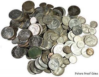 Ounces US 90% Silver Coins   Lot Halves, Quarters, & Dimes Good 
