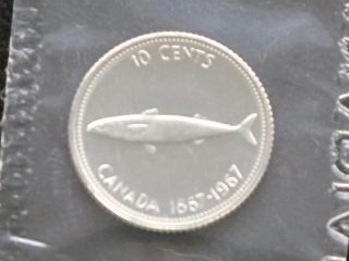 1967 Canada Ten Cents Elizabeth II Silver Proof Like Coin D0570