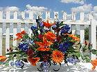 Artificial Summer Memorial Flowers Labor Day Cemetery Silk Tombstone 