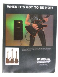 vintage magazine advert 1985 WASHBURN tour / force guitars