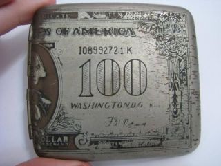 ANTIQUE $100 1923 DOLLAR BILL WASHINGTON CIGARETTE CASE