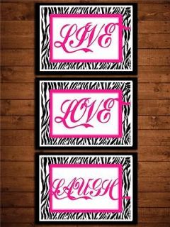   Hot pink and Zebra print nursery live love quote wall art room decor