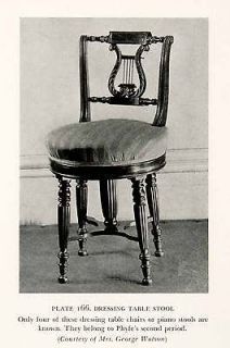   Dressing Table Stool Chair Lyre Duncan Phyfe Furniture Maker Artisan