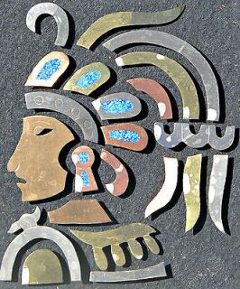   70s Aztec Hand Crafted Copper Montezuma II Moctezuma Wall Art Mexico