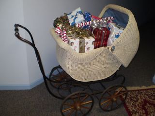 Antique Vtg Pram Old Baby Carriage Buggy Stroller Stroll O Chair Doll 